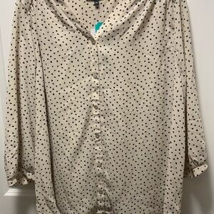 West Kei Cream Blouse with Black Dots